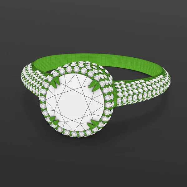 Matériel Wireframe modèle de bijoux 3d de bague de fiançailles. rendu 3D — Photo