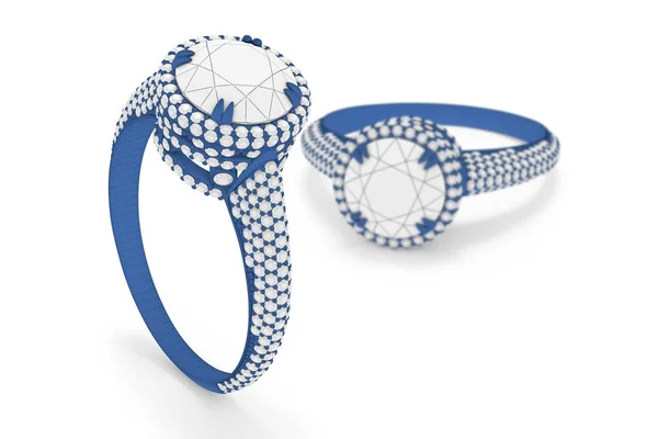 Δαχτυλίδι κοσμήματα με διαμάντια 3d rendering wireframe υλικό — Φωτογραφία Αρχείου