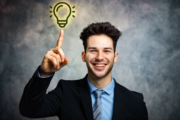 Hombre Negocios Feliz Teniendo Una Idea — Foto de Stock