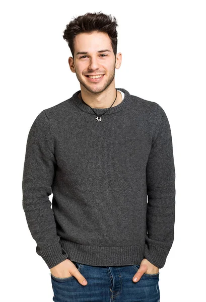Smiling Handsome Man Isolated White Background — Stock Photo, Image