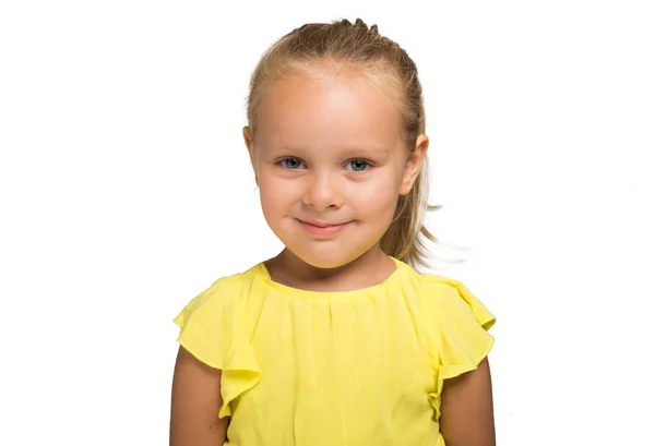 Kicsi Lány Elszigetelt Fehér Background — Stock Fotó