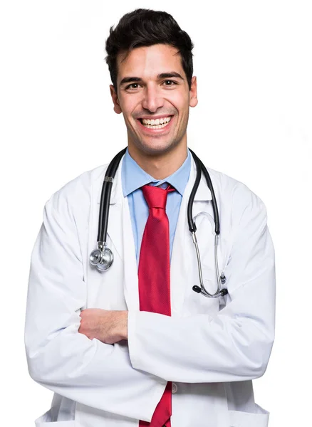 Male Doctor Isolated White Background — Stock Photo, Image