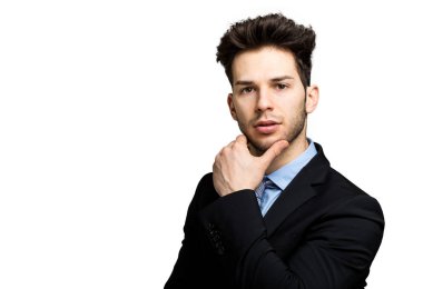 Beyaz arka plan üzerinde izole dostu iş adamı 