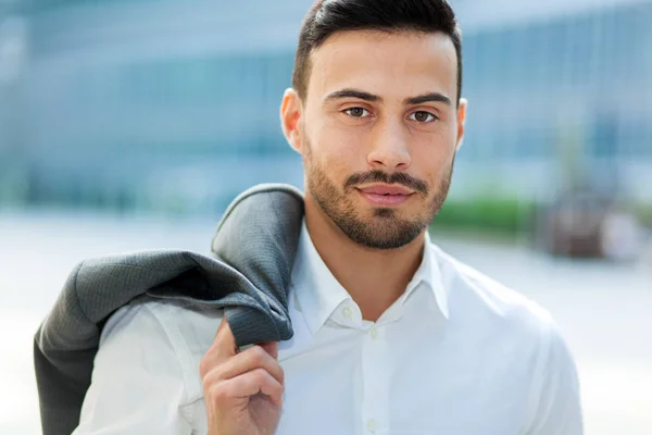 Schöner Geschäftsmann Freien Der Stadt — Stockfoto