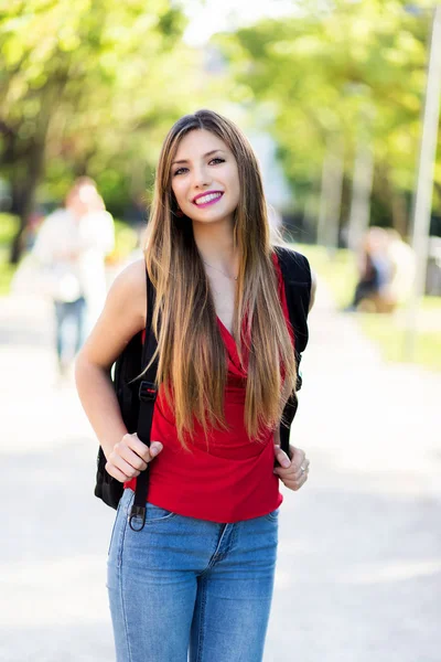 Beautiful Female College Student Park — Stock Photo, Image