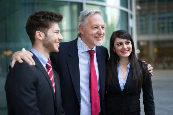 Smiling Businessman Young Colleagues — Stock Photo, Image