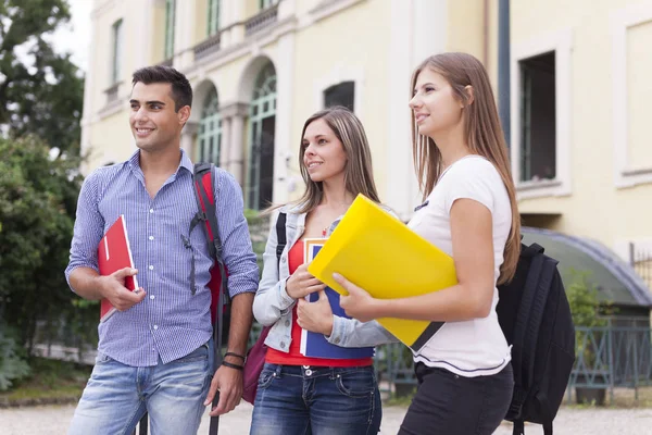 Retrato Aire Libre Los Estudiantes Frente Escuela — Foto de Stock