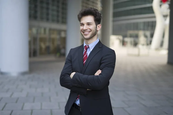 Retrato Joven Hombre Negocios Guapo Ciudad —  Fotos de Stock