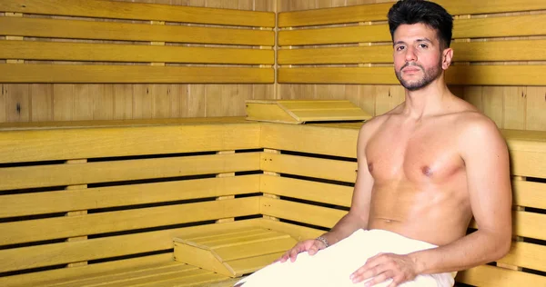 Man Relaxing Sauna — Stock Photo, Image