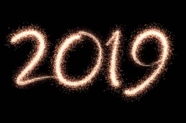 siyah arka plan üzerinde 2019 işareti 