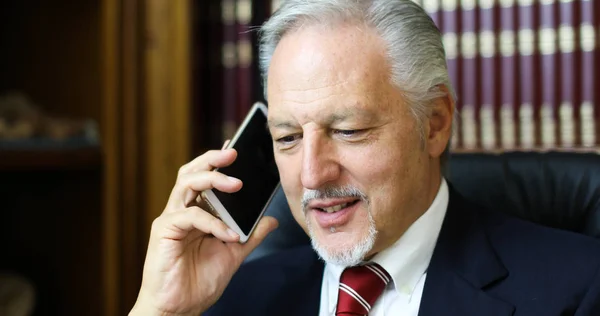 Cheerful Man Office Answering Phone — Stock Photo, Image