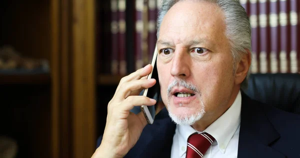 Angry Man Office Answering Phone — Stock Photo, Image