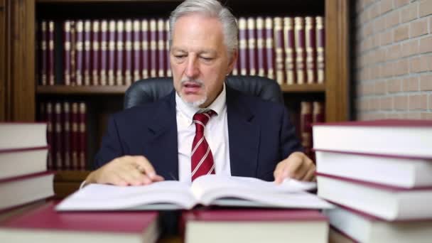 Fáradt Ügyvéd Van Túl Sok Munka Irodában — Stock videók