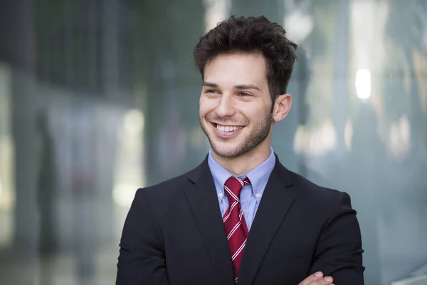 Porträt Eines Jungen Lächelnden Geschäftsmannes — Stockfoto