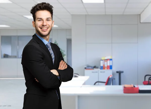 Young Manager His Office Smiling — Stock Photo, Image