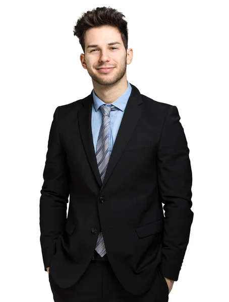 Hombre Negocios Feliz Aislado Sobre Fondo Blanco — Foto de Stock