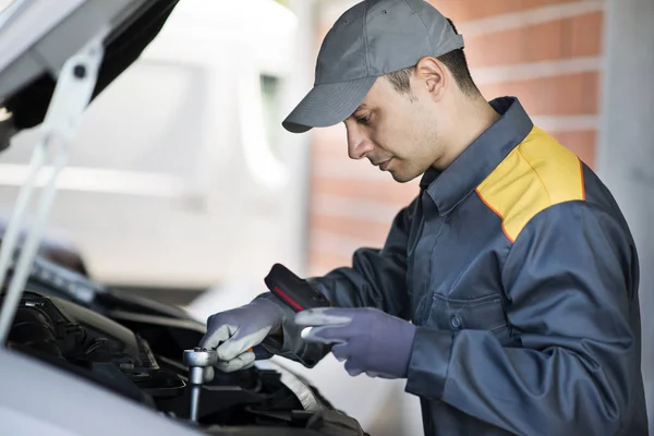 Mechainc Fastställande Van Motor — Stockfoto