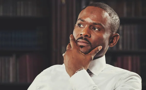 Black Lawyer Thinking His Office — Stock Photo, Image