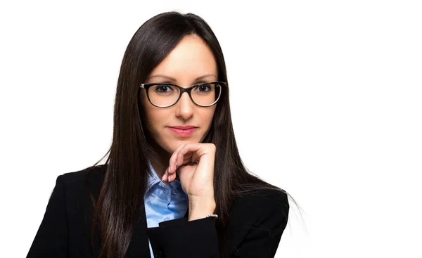 Hermosa Mujer Negocios Aislada Sobre Fondo Blanco — Foto de Stock