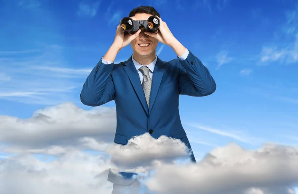 Businessman Looking Binoculars — Stock Photo, Image