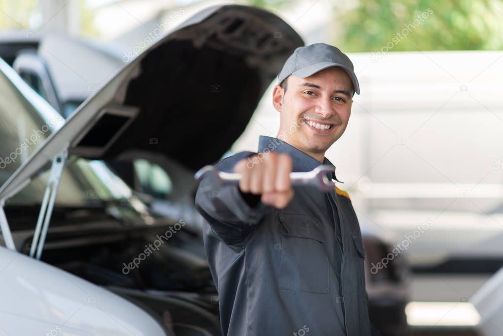 Van service mechanic smiling 