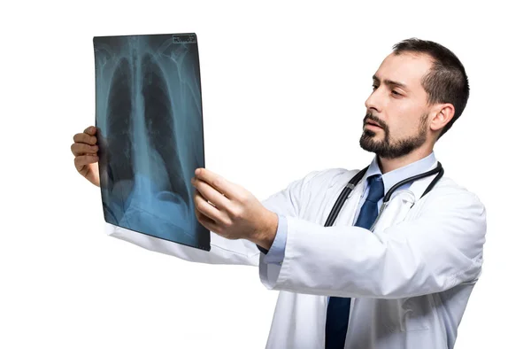Stilig Läkare Tittar Röntgen — Stockfoto