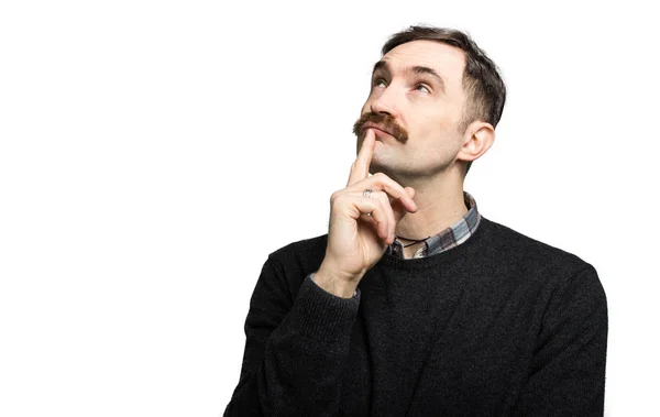 Mature Man Thinking White Background — Stock Photo, Image