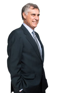 Kendine güvenen olgun bir iş adamının yakın portresi.