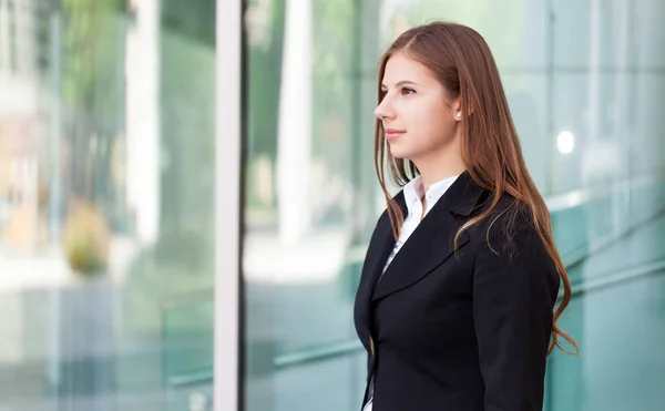 Portrait Beautiful Businesswoman Front Her Office — Stock Photo, Image