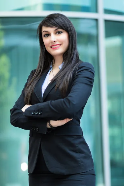 Smiling Businesswoman Crossed Arms — Stock Photo, Image