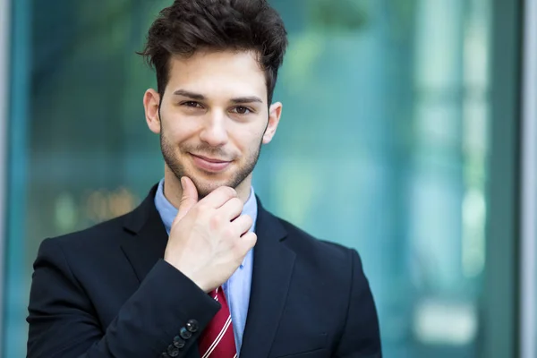 Young Businessman Outdoor Looking Camera — Stock Photo, Image