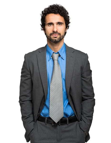 Portrait Serious Businessman Isolated White Background — Stock Photo, Image