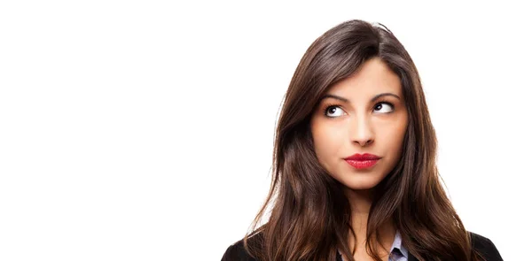 Portrait Beautiful Young Woman Thinking — Stock Photo, Image