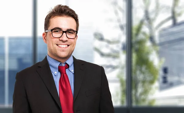 Young Manager His Office Smiling — Stock Photo, Image