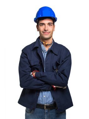 Site yöneticisi portresi beyaz arka planda yalıtılmış