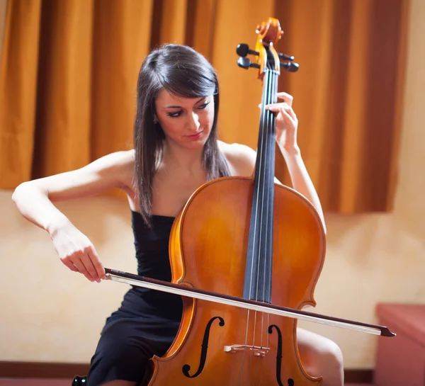 Detail Einer Cello Spielenden Frau — Stockfoto