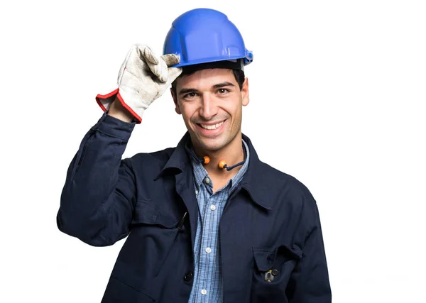 Site Manager Retrato Isolado Fundo Branco — Fotografia de Stock