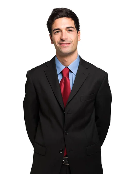 Portrét Pohledného Podnikatele Izolovaného Bílém Pozadí — Stock fotografie