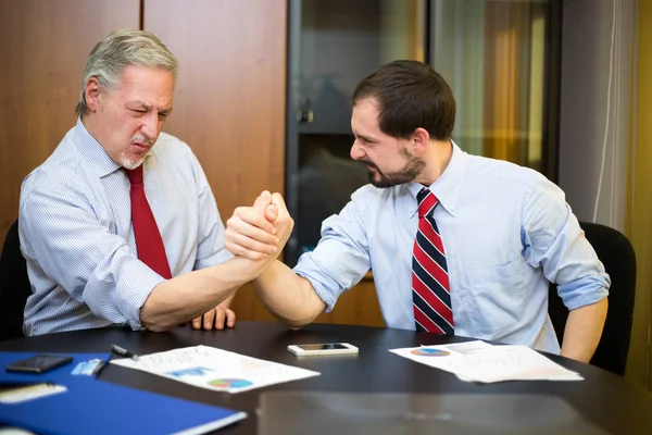 Business People Doing Arm Wrestling Office — Stock Photo, Image