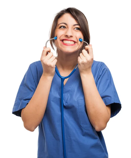 Médecin Féminin Isolé Sur Fond Blanc — Photo