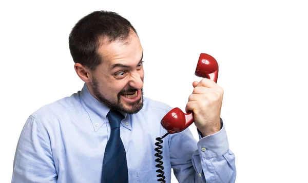 Rozzlobený Podnikatel Telefonu — Stock fotografie