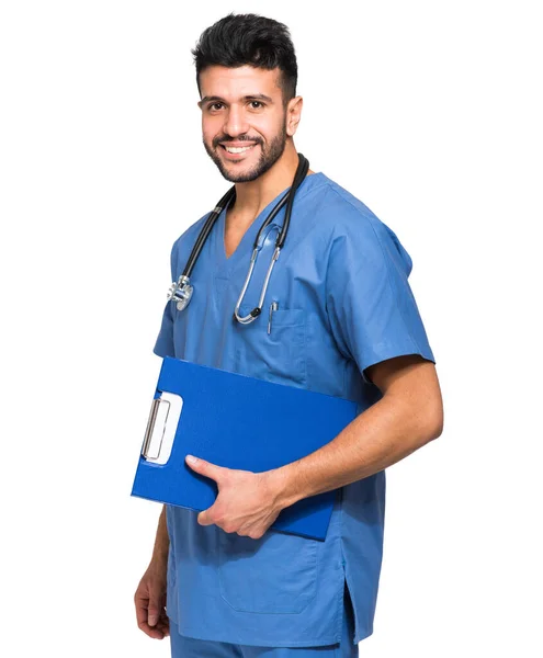 Männliche Krankenschwester Isoliert Auf Weißem Hintergrund — Stockfoto