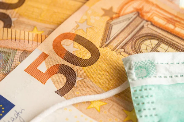 Mask Many Euro Banknotes — Stock Photo, Image