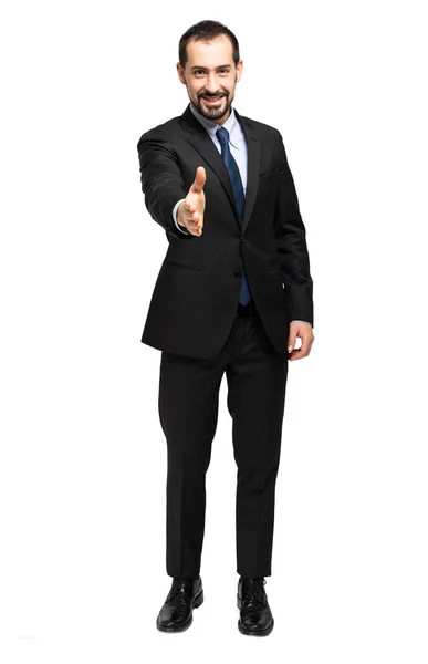 Young Businessman Giving Handshake Isolated White — Stock Photo, Image