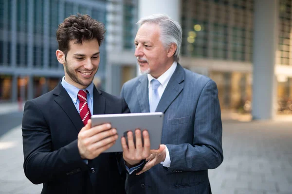 Business People Working Tablet Outdoor — Stock Photo, Image