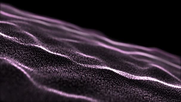 Lila részecskék. Természetes lebegő szerves részecskék a szép pihentető háttér. Csillogó részecskéket a Bokeh. Lassú mozgás. — Stock videók