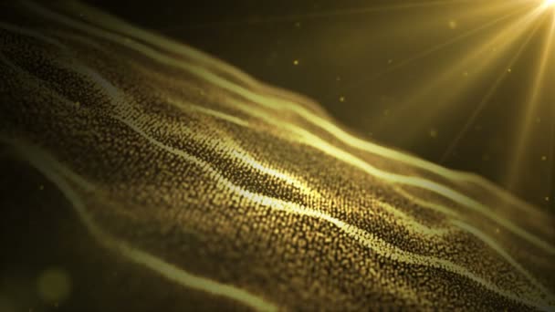 Gold Particles. Natural Floating Organic Particles On beatiful relaxing Background. Glittering Particles With Bokeh. Slow motion. — Stock Video