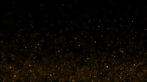 Partículas de oro. Partículas orgánicas flotantes naturales Sobre fondo relajante beatiful. Partículas brillantes con Bokeh. Movimiento lento . — Vídeo de stock