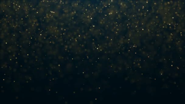 Partículas de oro. Partículas orgánicas flotantes naturales Sobre fondo relajante beatiful. Partículas brillantes con Bokeh. Movimiento lento . — Vídeo de stock