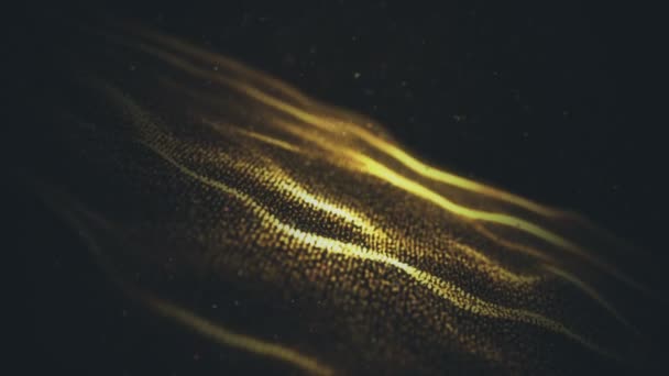 Movimiento de oro de fondo. Universo polvo de oro con estrellas sobre fondo negro . — Vídeo de stock